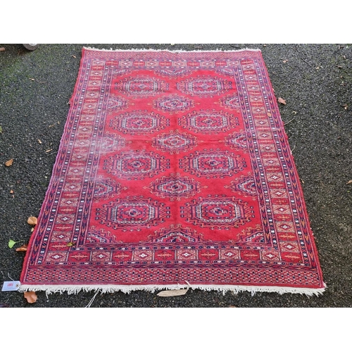 1081 - A square Bokhara rug, having geometric borders, 152 x 124cm. 