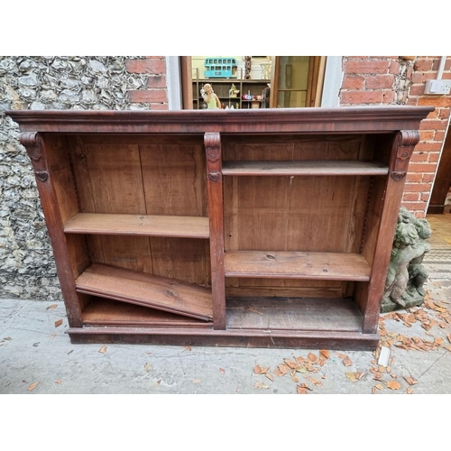 1105 - A large Victorian mahogany open bookcase, 192cm wide.