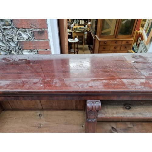 1105 - A large Victorian mahogany open bookcase, 192cm wide.