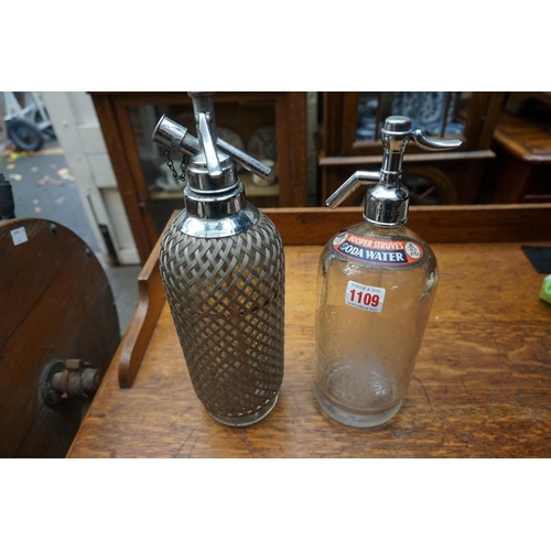 1109 - Two vintage soda syphons,  one by R Fry & Co.