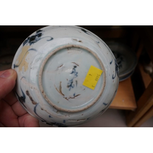 1150 - A collection of provincial Chinese blue and white porcelain, Qing, largest 32cm diameter.... 