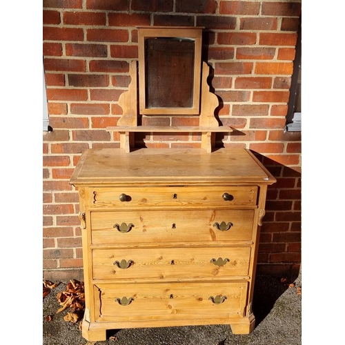 1154 - A 19th century Continental pine mirror back chest, 95.5cm wide.