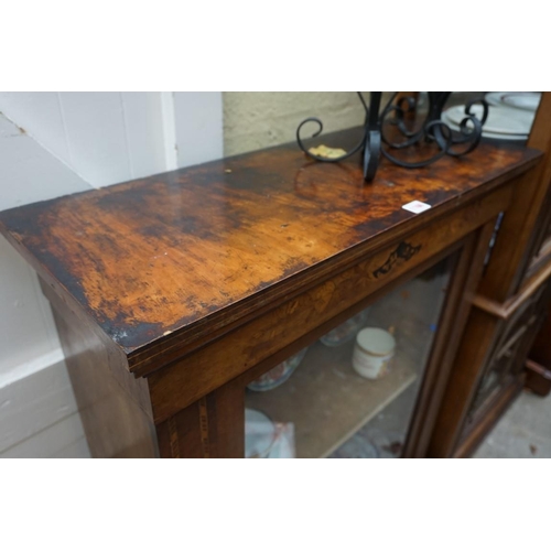 1166 - A Victorian walnut and inlaid pier cabinet, 79cm wide.