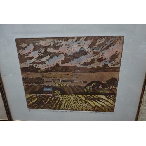 1192 - Sue Kavanagh, 'Dusk'; 'Ploughing Toward Eventide', a pair, each signed and inscribed, colour lithogr... 