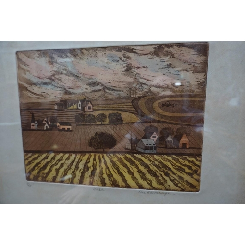 1192 - Sue Kavanagh, 'Dusk'; 'Ploughing Toward Eventide', a pair, each signed and inscribed, colour lithogr... 