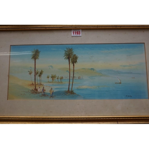 1193 - F Varley, Arabs in a landscape, signed, watercolour, 17 x 42.5cm; together with another similar... 