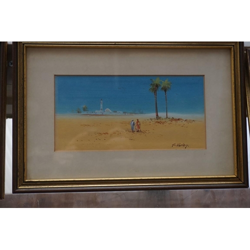 1193 - F Varley, Arabs in a landscape, signed, watercolour, 17 x 42.5cm; together with another similar... 