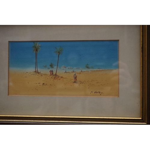 1193 - F Varley, Arabs in a landscape, signed, watercolour, 17 x 42.5cm; together with another similar... 