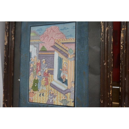 1199 - Indian School, a figure and attendants, a pair, gouache, 24.5 x 17cm. (2)