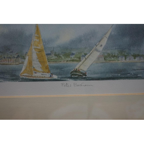 1200 - P Basham, sailing boats, a pair, each signed and numbered, colour print, I.6 x 41cm.... 