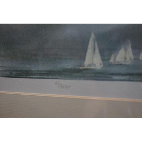 1200 - P Basham, sailing boats, a pair, each signed and numbered, colour print, I.6 x 41cm.... 