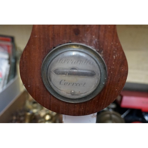 1224 - A 19th century rosewood five dial banjo barometer.