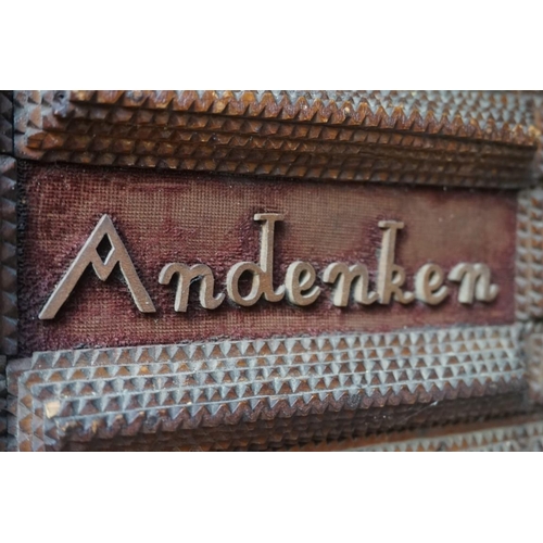 1244 - A late 19th century Tramp work box, inscribed 'Andenken 1895', 27cm wide.