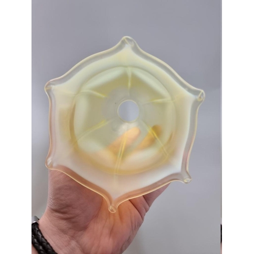 1282 - A Vaseline glass light shade, 14cm high.