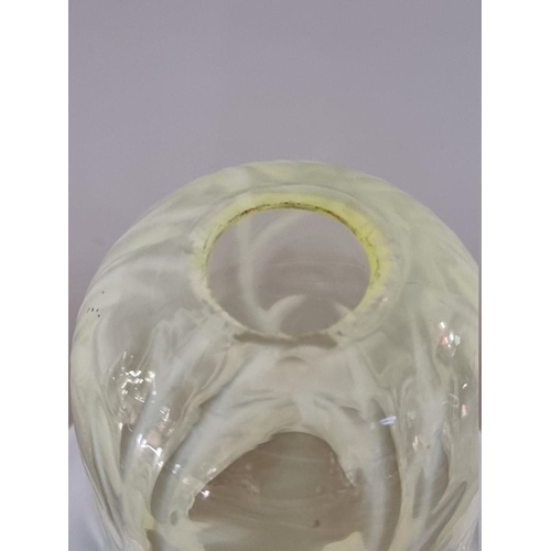 1283 - A Vaseline glass light shade, in the manner of James Powell, 12cm high.