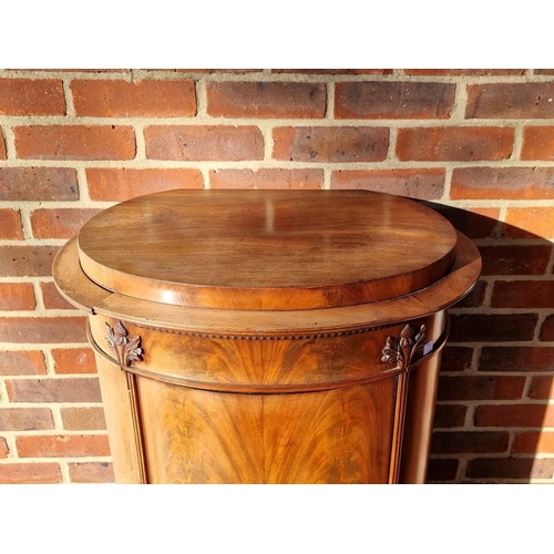 1336 - An unusual 19th century Danish figured mahogany oval pillar cabinet, 144cm high x 60cm wide.... 