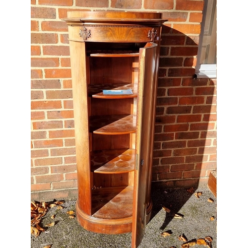 1336 - An unusual 19th century Danish figured mahogany oval pillar cabinet, 144cm high x 60cm wide.... 