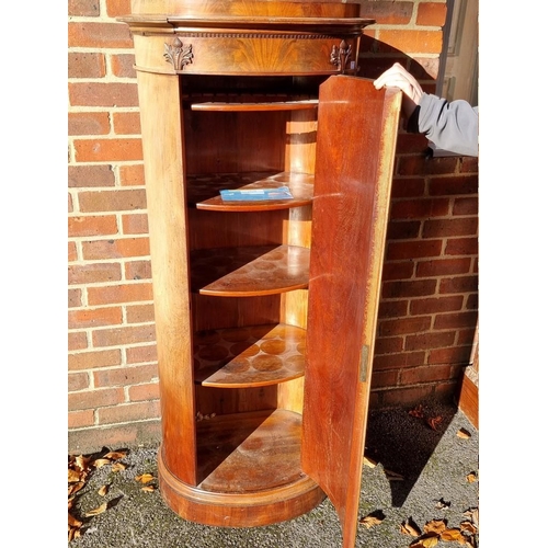 1336 - An unusual 19th century Danish figured mahogany oval pillar cabinet, 144cm high x 60cm wide.... 