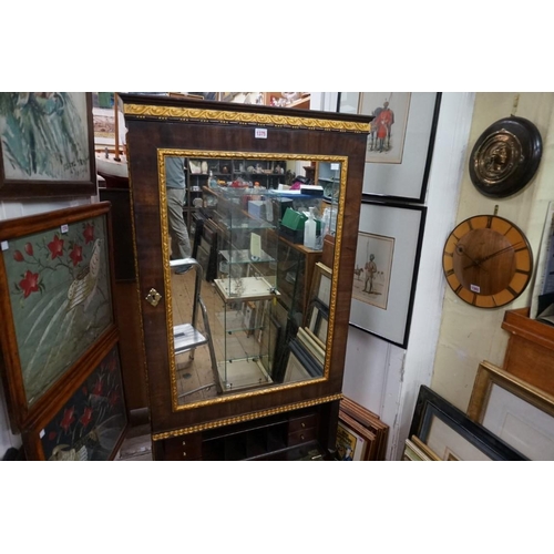 1375 - A mahogany and parcel gilt secretaire bookcase, with mirror panelled door, 67cm wide.... 