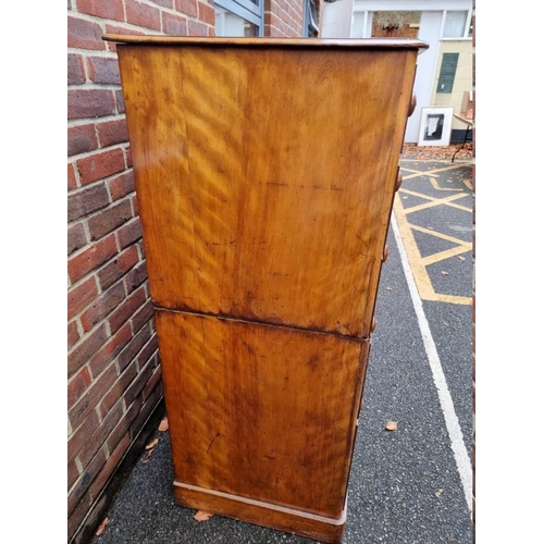 1392 - A 19th century maple chest of drawers, 113.5cm wide, (in two parts). 