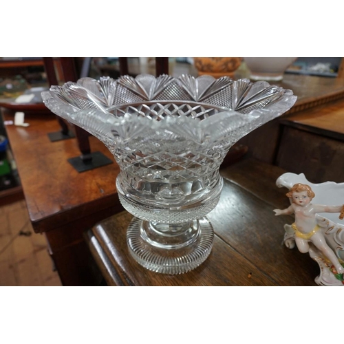 1408 - Two antique cut glass pedestal bowls, largest 23.5cm high.