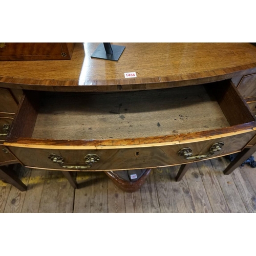 1434 - A George III mahogany and inlaid serpentine fronted sideboard, 138cm wide. ... 