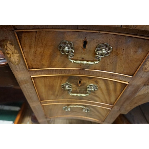 1434 - A George III mahogany and inlaid serpentine fronted sideboard, 138cm wide. ... 