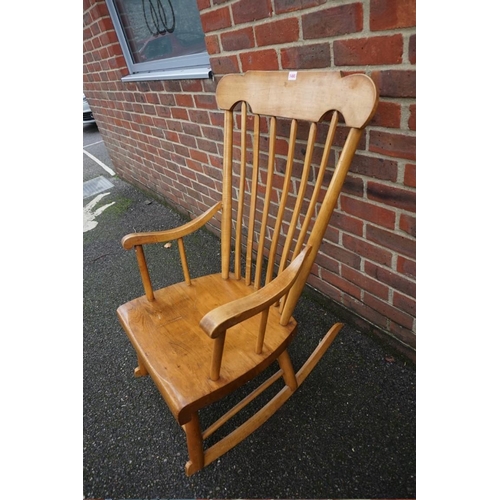 1460 - A pine and birch rocking chair.