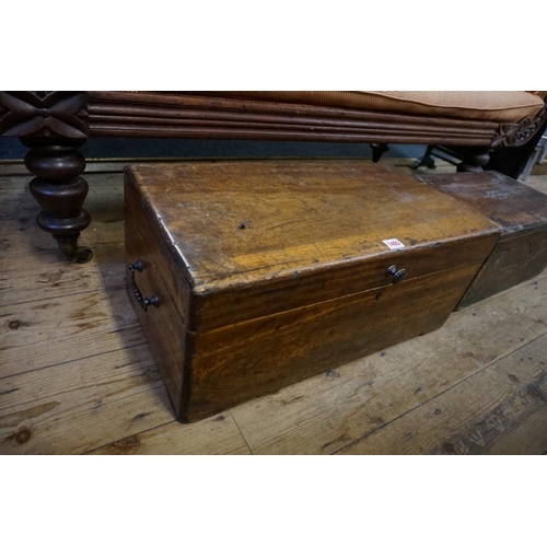 1493 - A small 19th century camphorwood coffer, 65cm wide; together with another colonial hardwood and... 