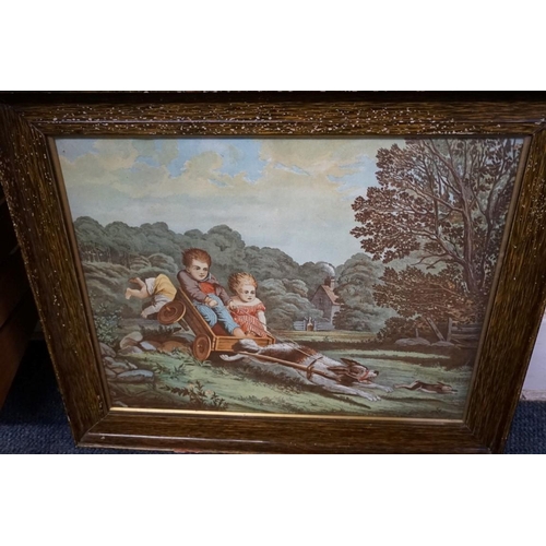 1496 - After Margaret Tarrant, colour print of fairies, 43.5 x 54.5cm; together with a pair of nursery styl... 