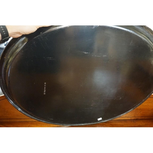 1497 - A large 19th century papier-mache oval tray, stamped 'B Walton x Co', 76.5cm wide. ... 