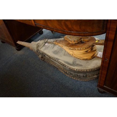 1499 - A large pair of blacksmith's bellows, 115cm long; together with two further smaller pairs.... 