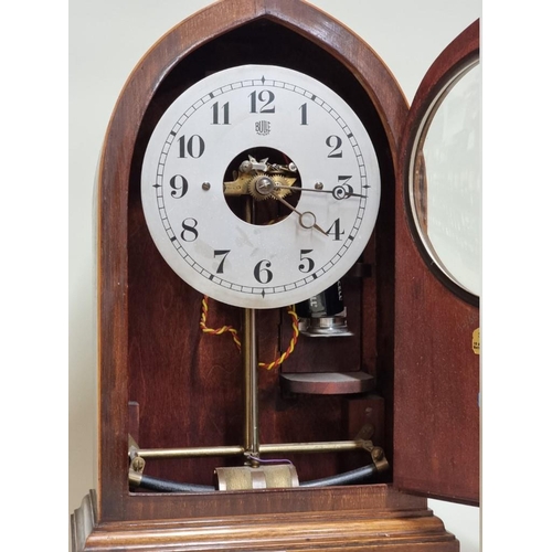 1511 - An early 20th century mahogany electric mantel clock, by Bulle, 37cm high.