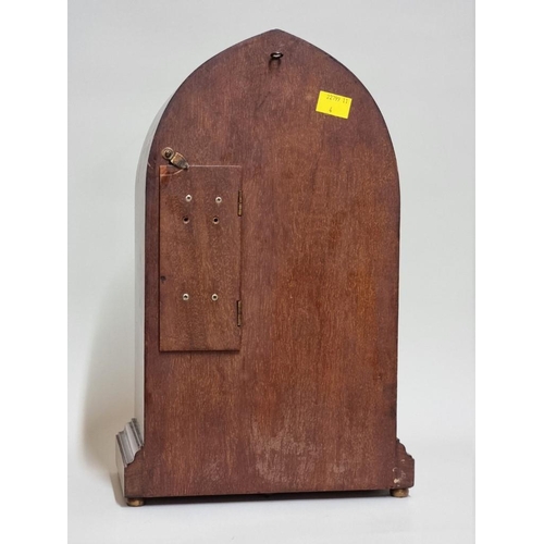 1511 - An early 20th century mahogany electric mantel clock, by Bulle, 37cm high.