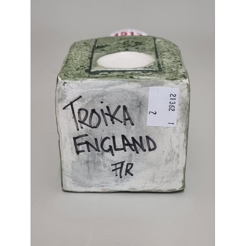 1513 - A Troika spice jar, initialled A R, 15cm.