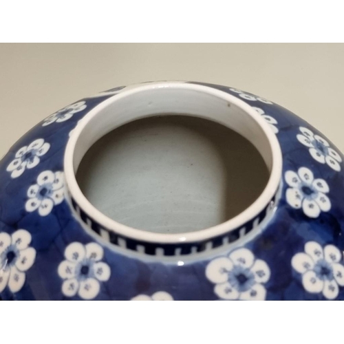 1560 - A large Chinese blue and white jar and cover, Kangxi six character mark to base, 25.5cm high.... 