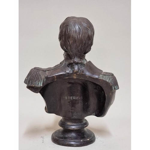 1561 - A bronze bust of Horatio Nelson, after Fredericks, 30cm high.