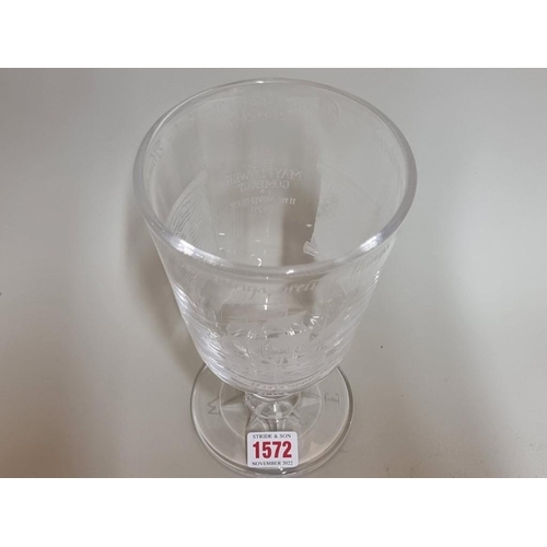 1572 - A Stuart Mayflower 250th anniversary goblet, 22cm high. 