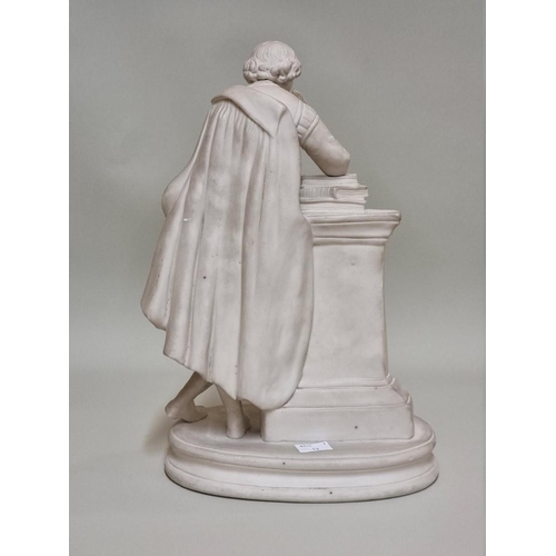 1580 - A Parian ware figure of William Shakespeare, 30.5cm high, (s.d.).