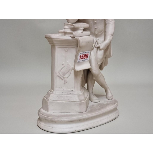 1580 - A Parian ware figure of William Shakespeare, 30.5cm high, (s.d.).