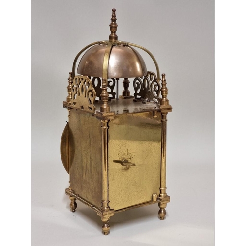 1585 - A brass lantern style carriage clock, 27cm high. 