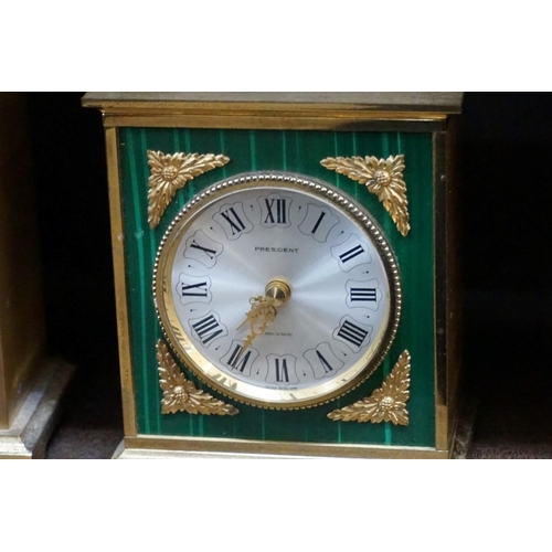 1588 - Four vintage brass clocks and timepieces, largest 19cm high. 