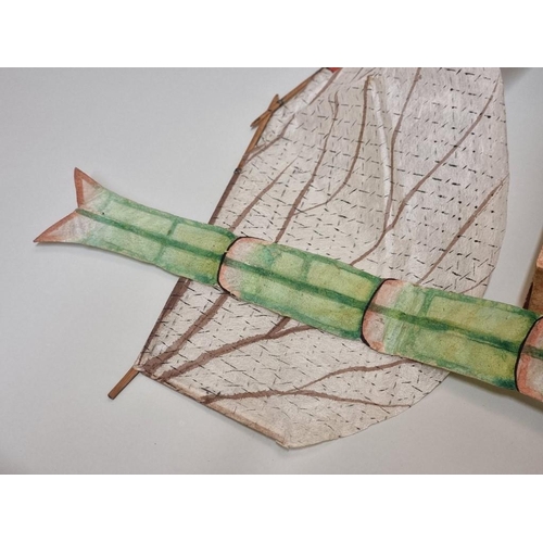 1634 - An antique Chinese tissue paper dragonfly kite, in simulated book box, inscribed 'China Export ... 