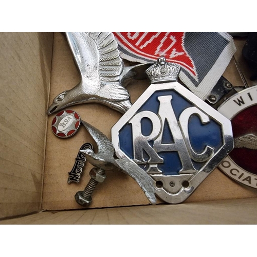 1636 - Automobilia: a 'Wildfowler's Association' car radiator badge; together with Riley, Alvis; and o... 