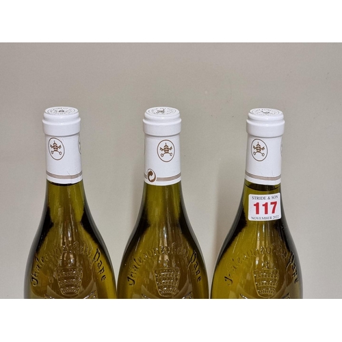 117 - Three 75cl bottles of Chateauneuf du Pape blanc, 2000, Domaine du Grand Tinel. (3)... 