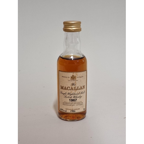 121 - A 5cl miniature bottle of The Macallan 1967 vintage whisky, bottle 1986.