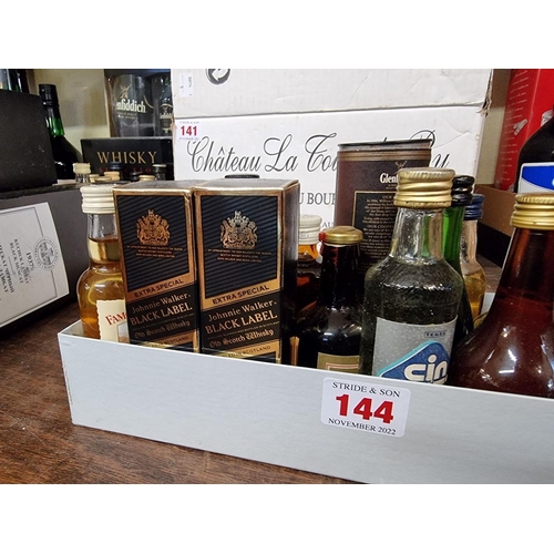 144 - Ten 5cl whisky miniatures; together with two 5cl Courvoisier examples; another similar Martell examp... 