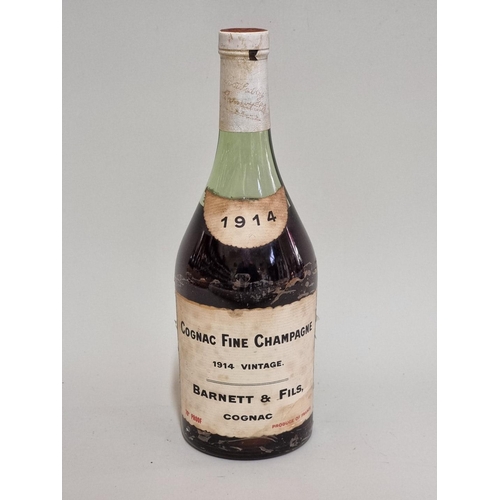 182 - A bottle of Barnett & Fils 1914 vintage Fine Champagne Cognac.