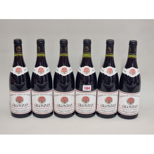 184 - Six 75cl bottles of Gigondas Domaine du Gour de Chaule, 1985, Beaumet Bonfils. (6)... 