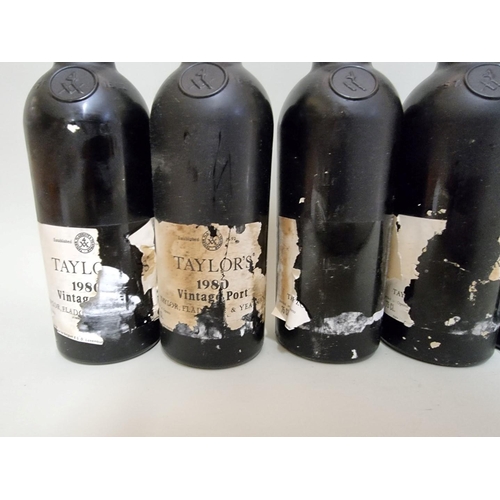 191 - Six 75cl bottles of Taylor's 1980 vintage port, (labels distressed.) (6)